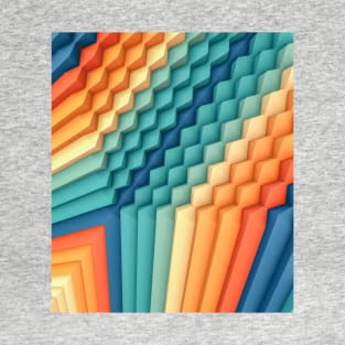 Exponential Edges Red, Blue and Orange Geometric Abstract Artwork T-Shirt